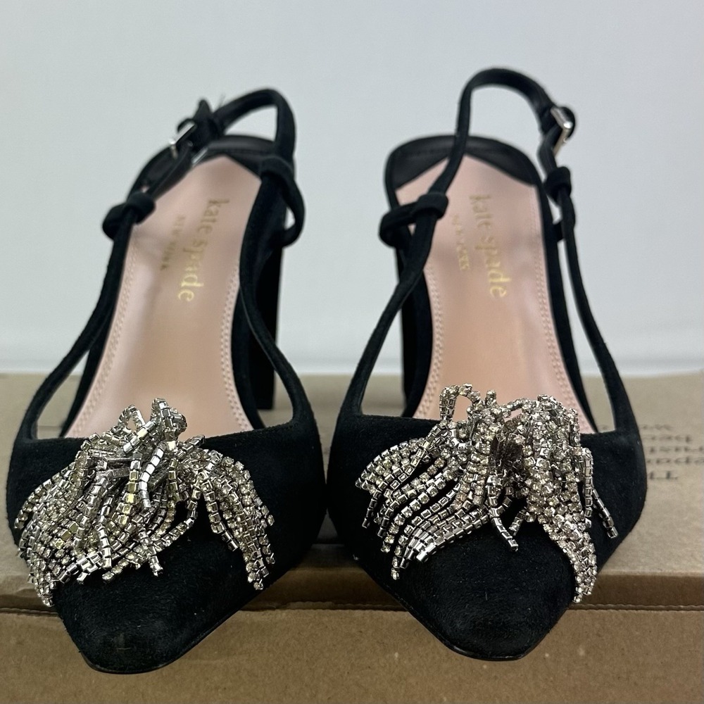 Kate Spade  celestia crystal slingback pump Black Women's Sz 8 B - Picture 4 of 8